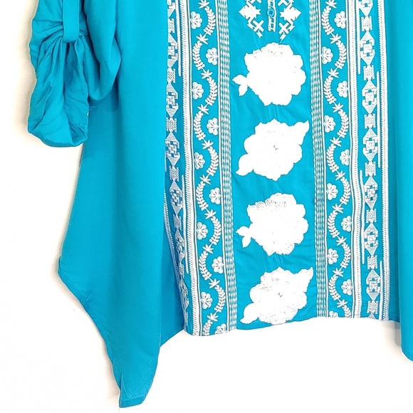 NORDSTROM Andree Rayon Aztec Floral Embroidered Tunic/ Cover Up EUC sz 1X - Picture 7 of 10